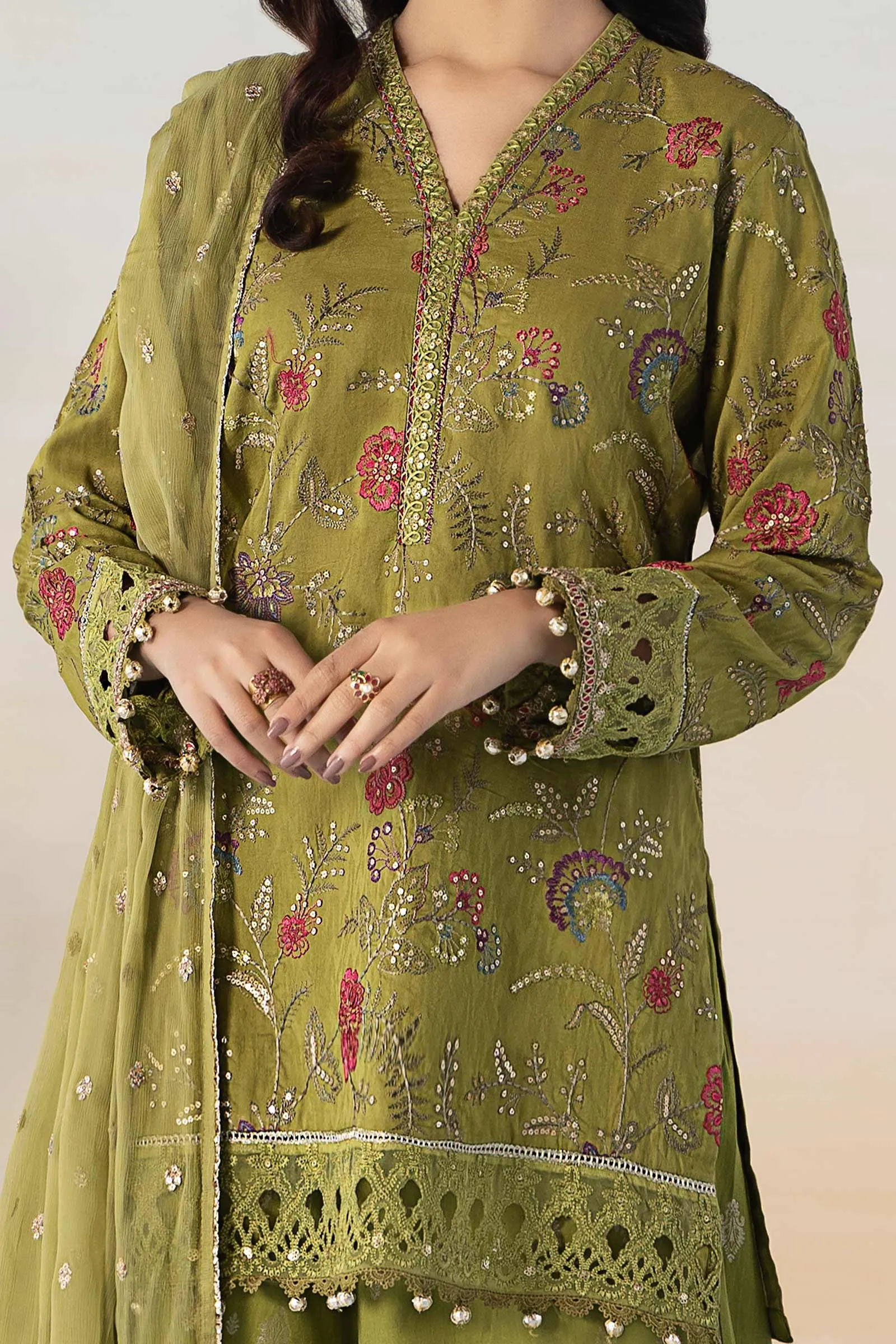 3 Piece Embroidered Self Jacquard Suit | DW-EF24-03