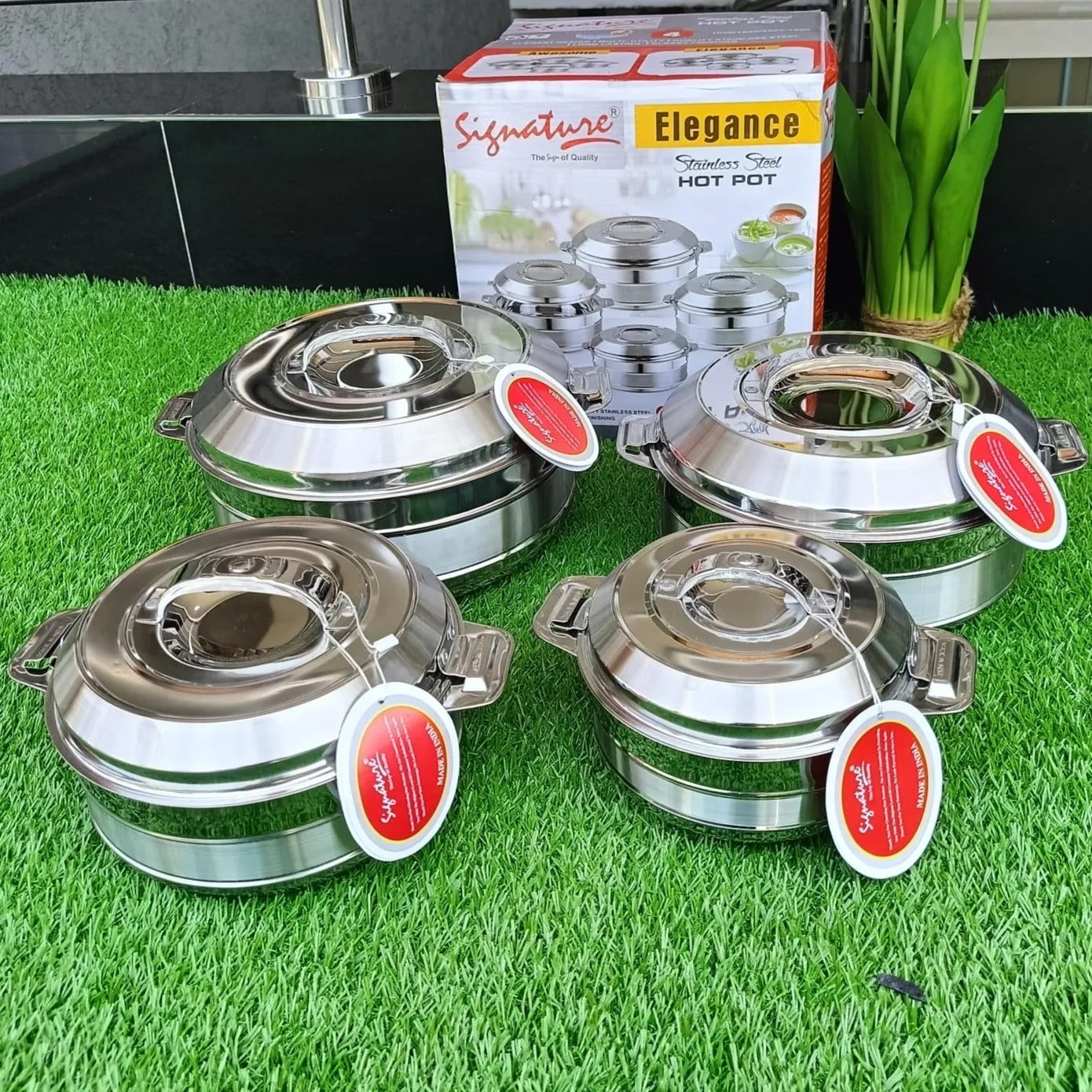 4 pcs STAINLESS STEEL INSULATED HOTPOT