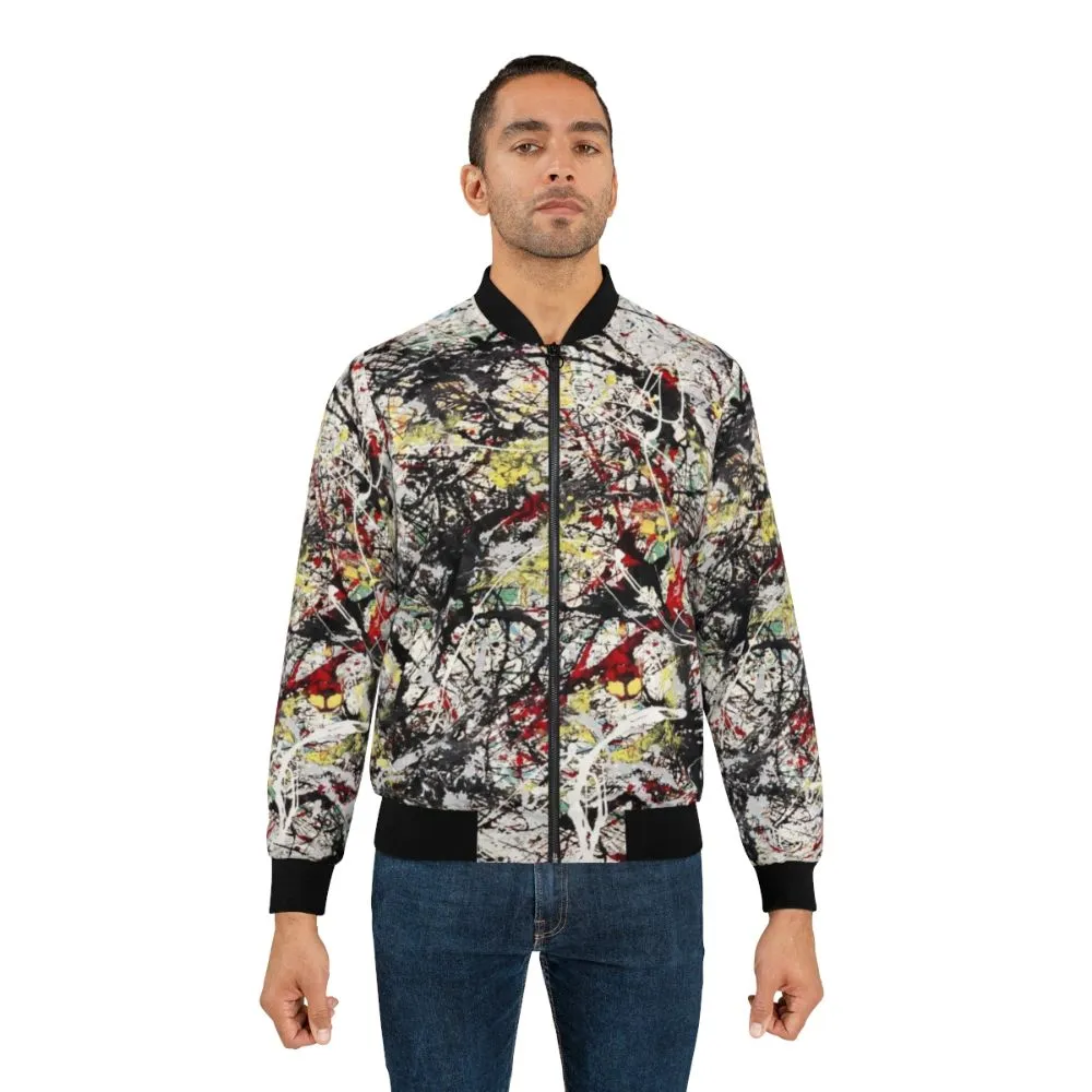 Abstract Jackson Pollock-Inspired Bomber Jacket