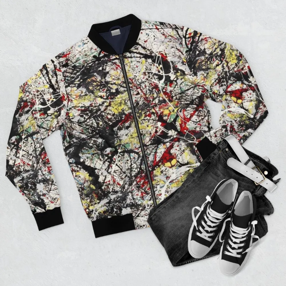 Abstract Jackson Pollock-Inspired Bomber Jacket