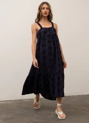 Abstract Print Navy Maxi Dress