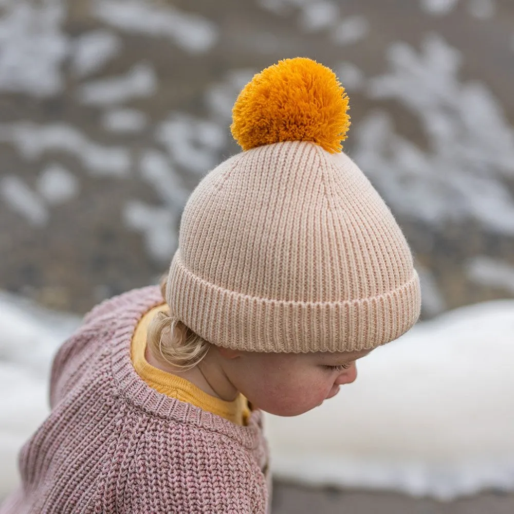 Acorn Kids: Oslo Merino Ribbed Beanie Cream and Mustard