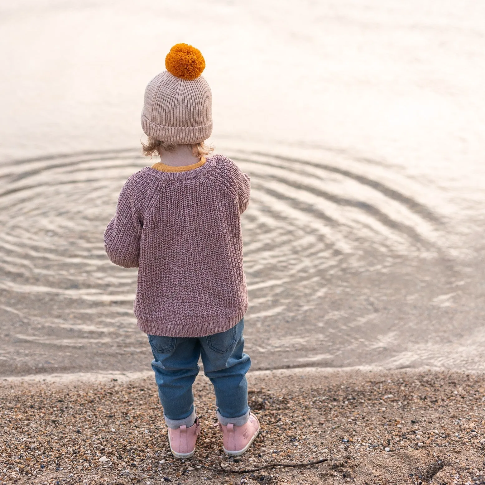 Acorn Kids: Oslo Merino Ribbed Beanie Cream and Mustard