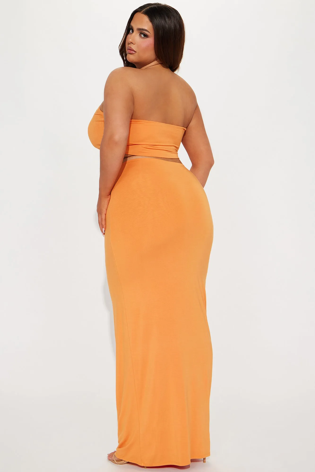 Another Time Double Lined Skirt Set - Orange