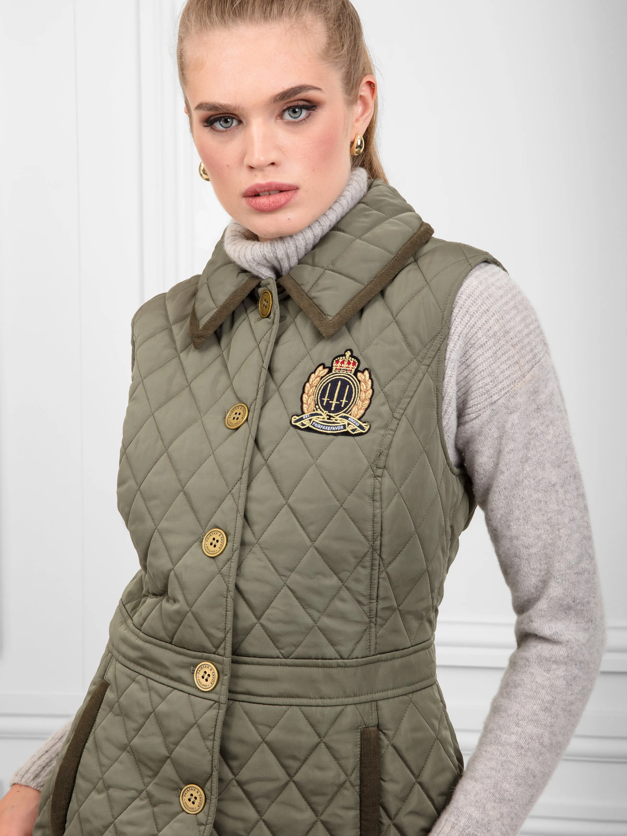 Bella Quilted Gilet - Sage