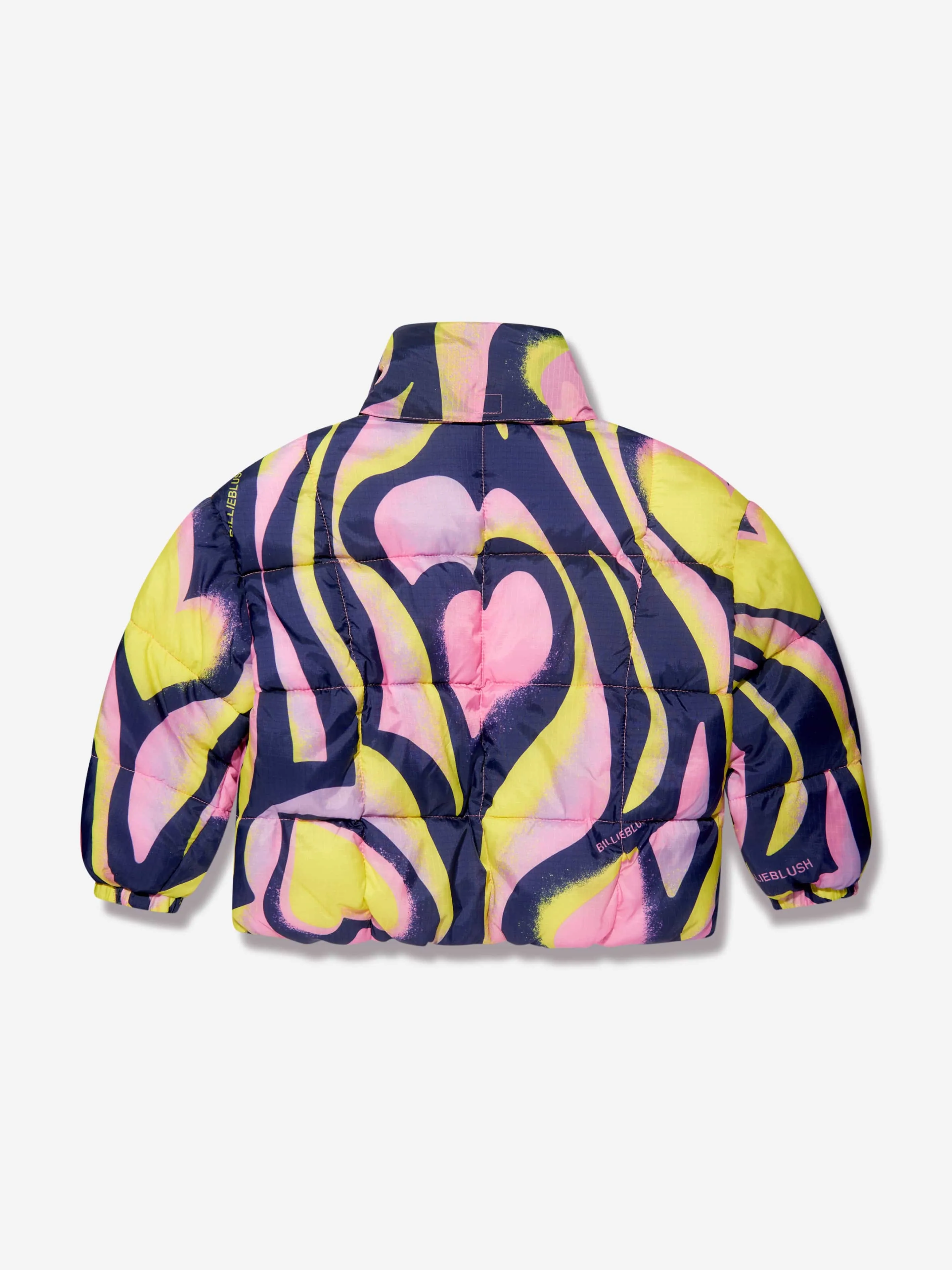 Billieblush Girls Hearts Puffer Jacket in Navy