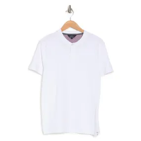 BS - Men 'White' Short Sleeve Supima Henley T-Shirt BS815