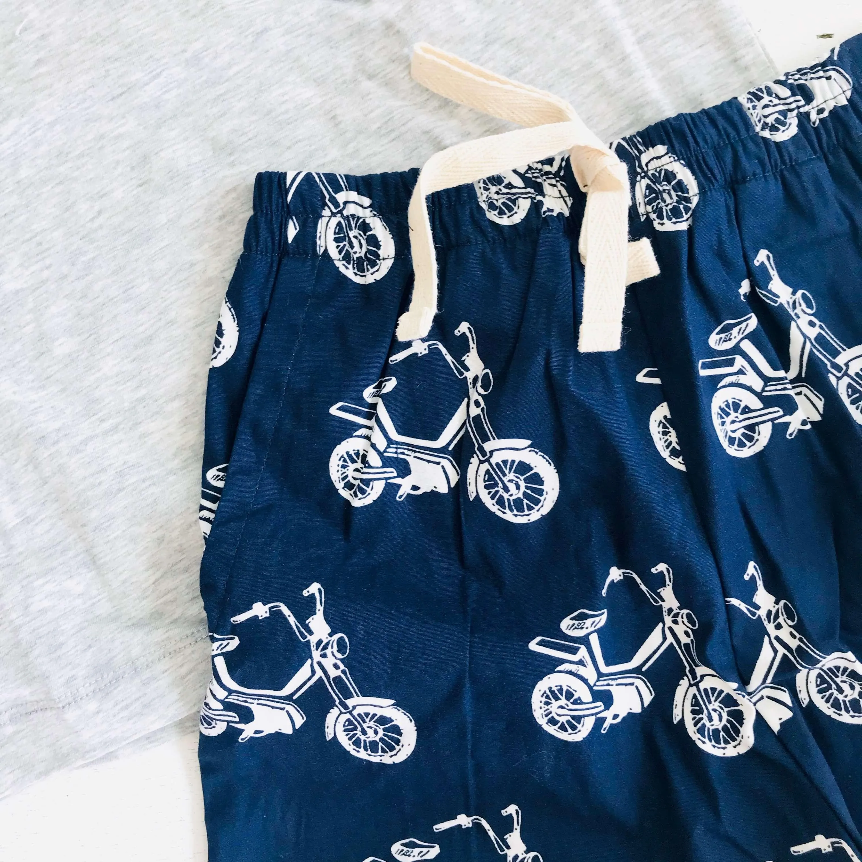 Caper Top & Shorts in Motorcycle Navy and Gray Stretch