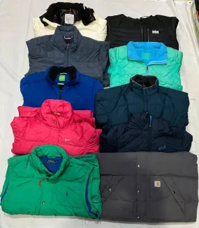 Carhartt, Nike, Polo, Tommy Hilfiger, Helly Hansen, L.L. Bean, Moncler, Boss puffer jacket 14 pieces