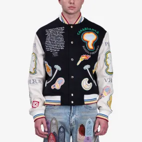 Chenille Patchwork Bomber Jacket