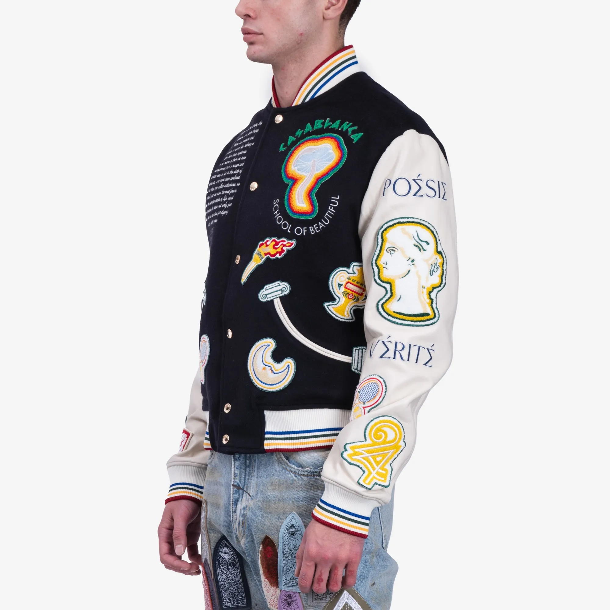 Chenille Patchwork Bomber Jacket