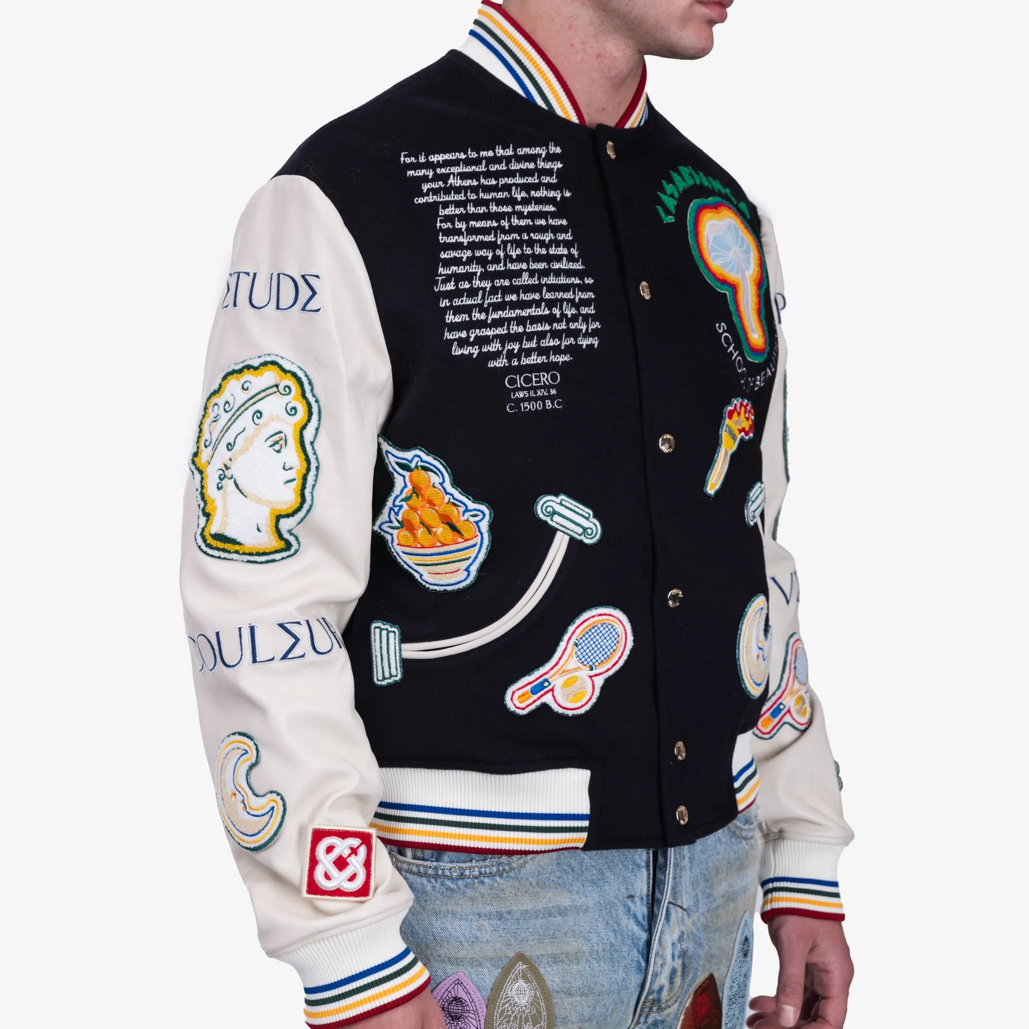 Chenille Patchwork Bomber Jacket