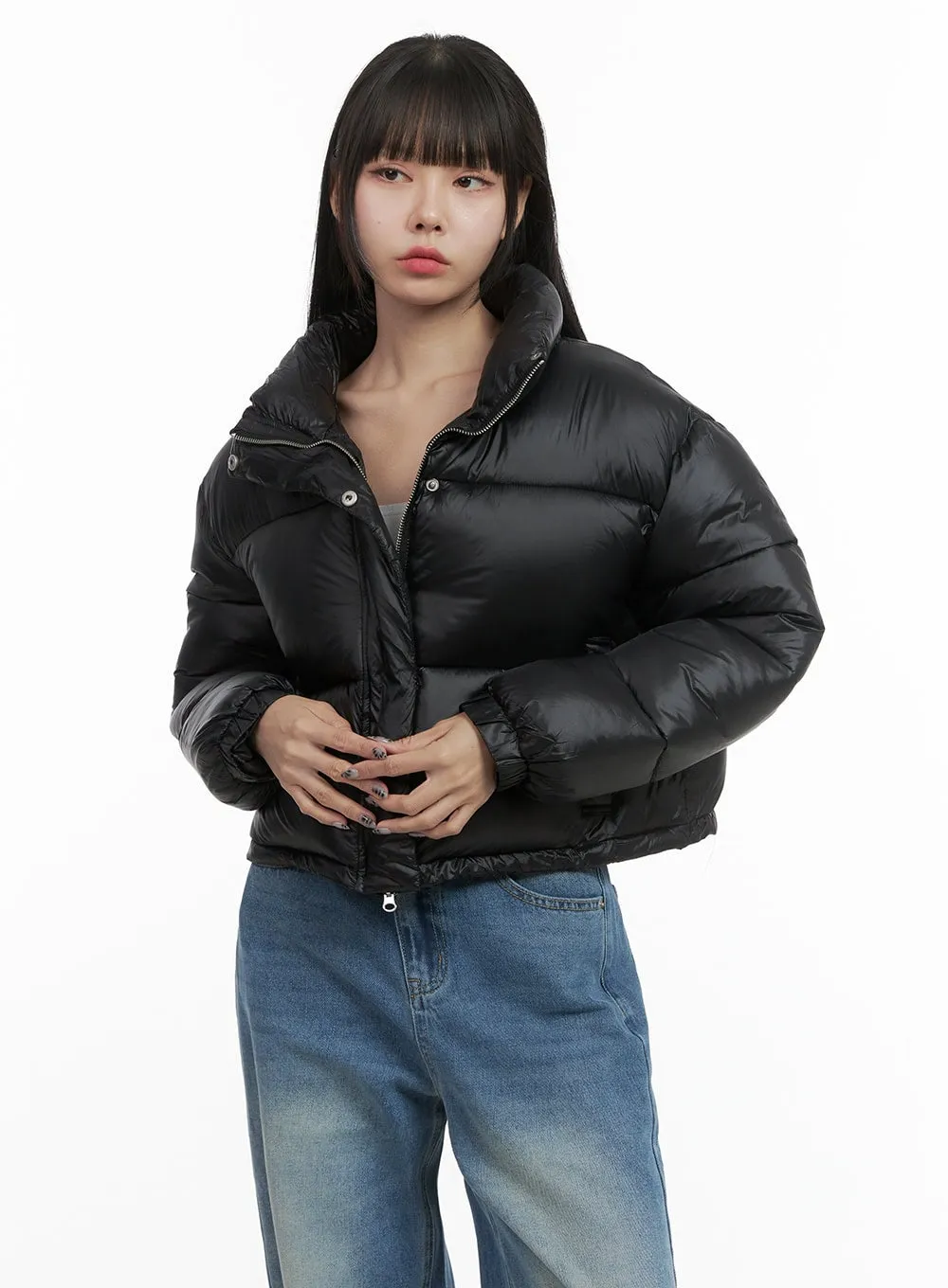 Chic Nylon Crop Puffer Jacket OO401