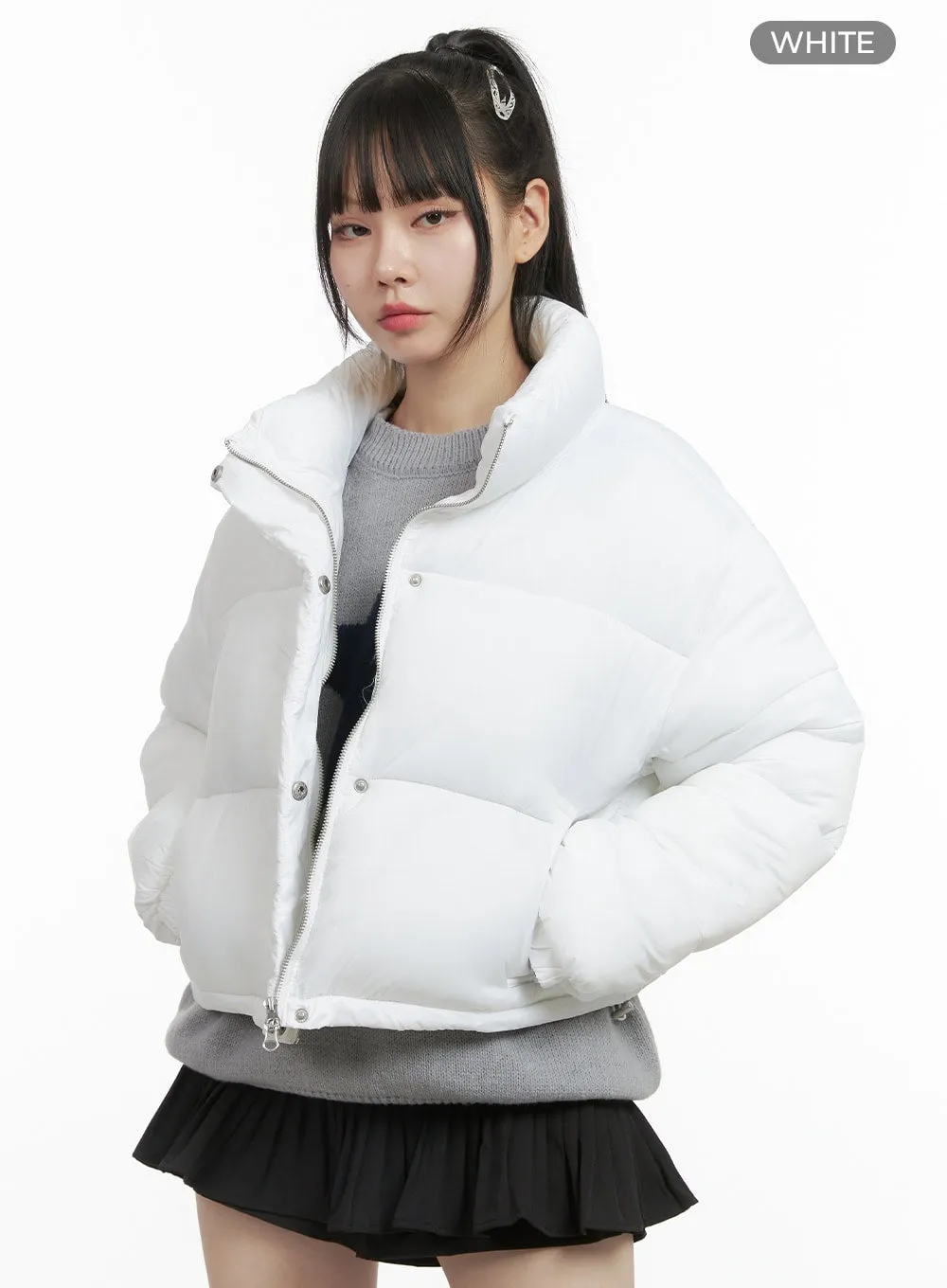 Chic Nylon Crop Puffer Jacket OO401