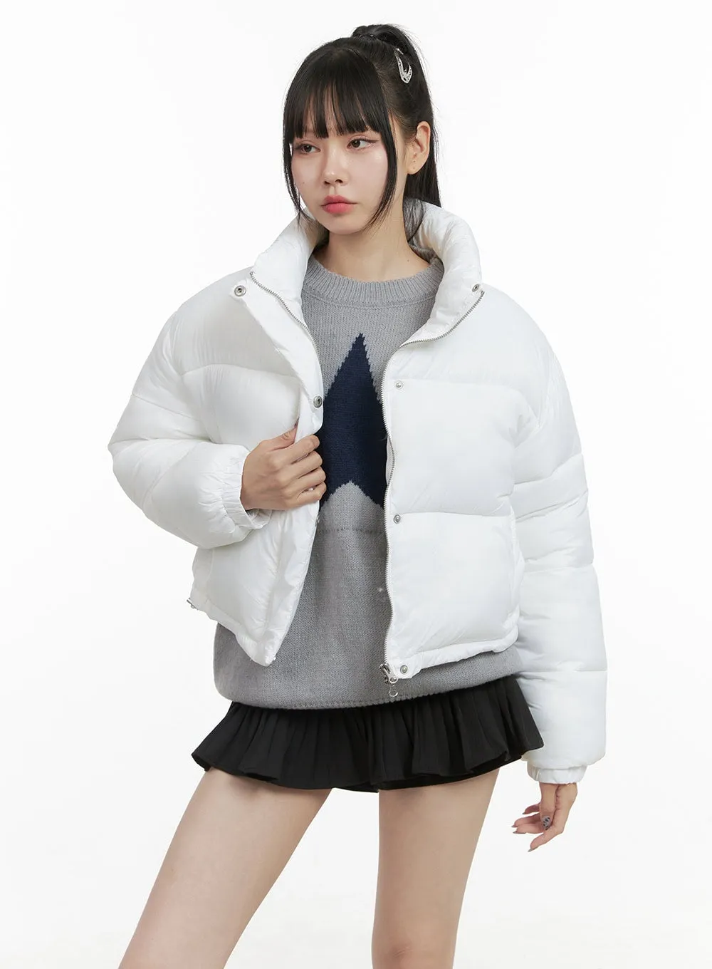 Chic Nylon Crop Puffer Jacket OO401