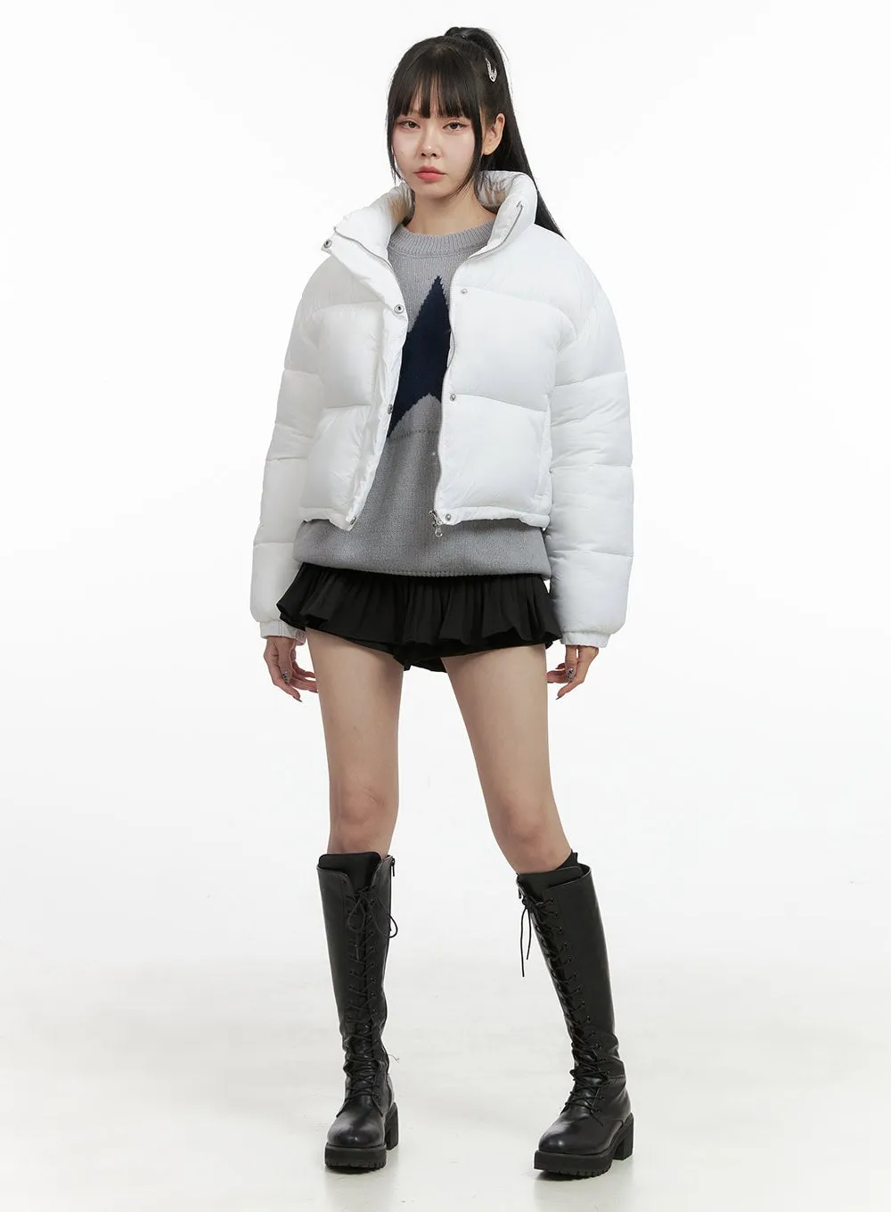 Chic Nylon Crop Puffer Jacket OO401