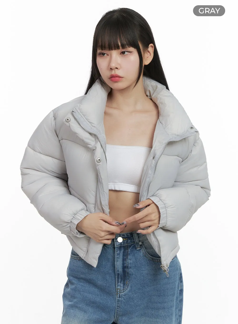 Chic Nylon Crop Puffer Jacket OO401