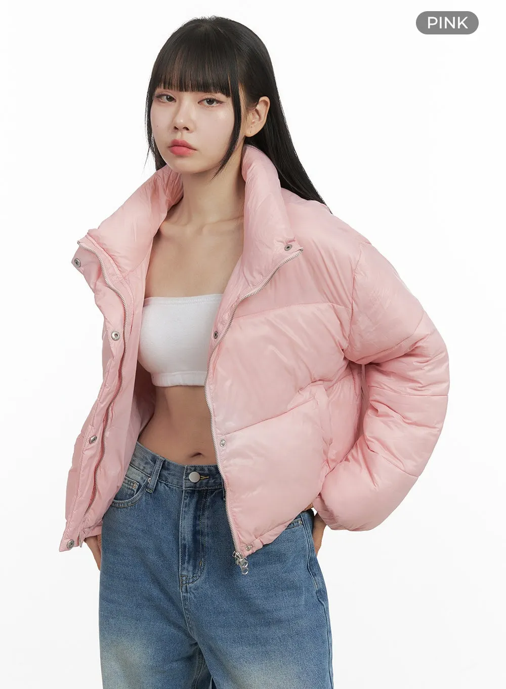 Chic Nylon Crop Puffer Jacket OO401