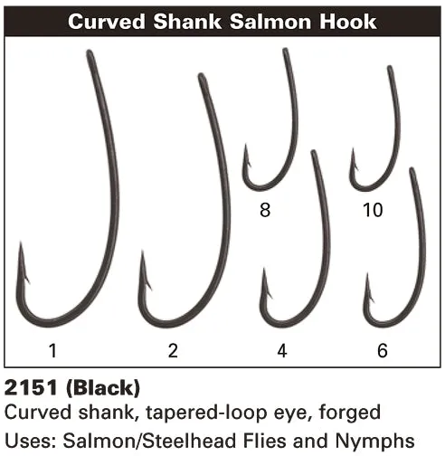 Daiichi 2151 Curved-Shank Salmon Hook - Straight Eye