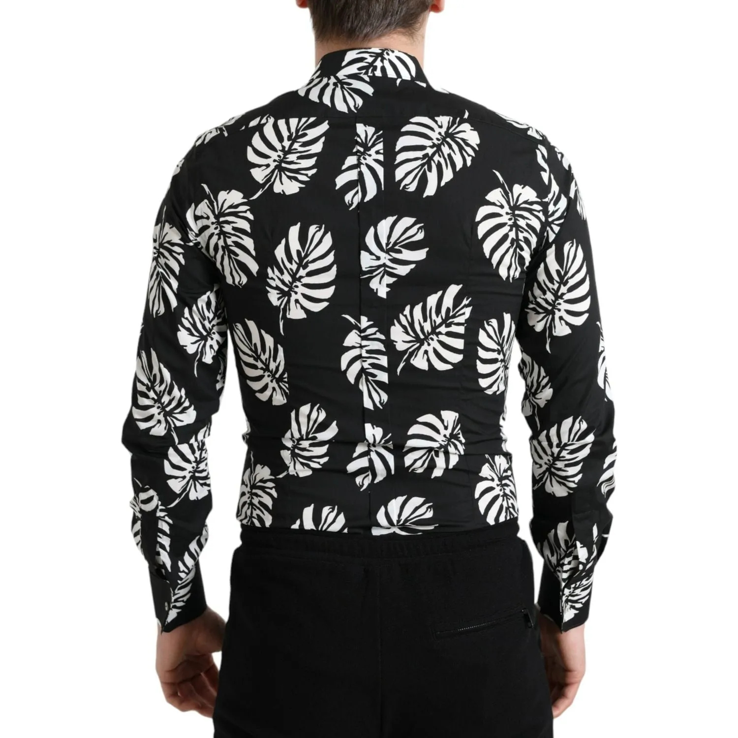 Dolce & Gabbana Elegant Leaf Print Slim Fit Dress Shirt