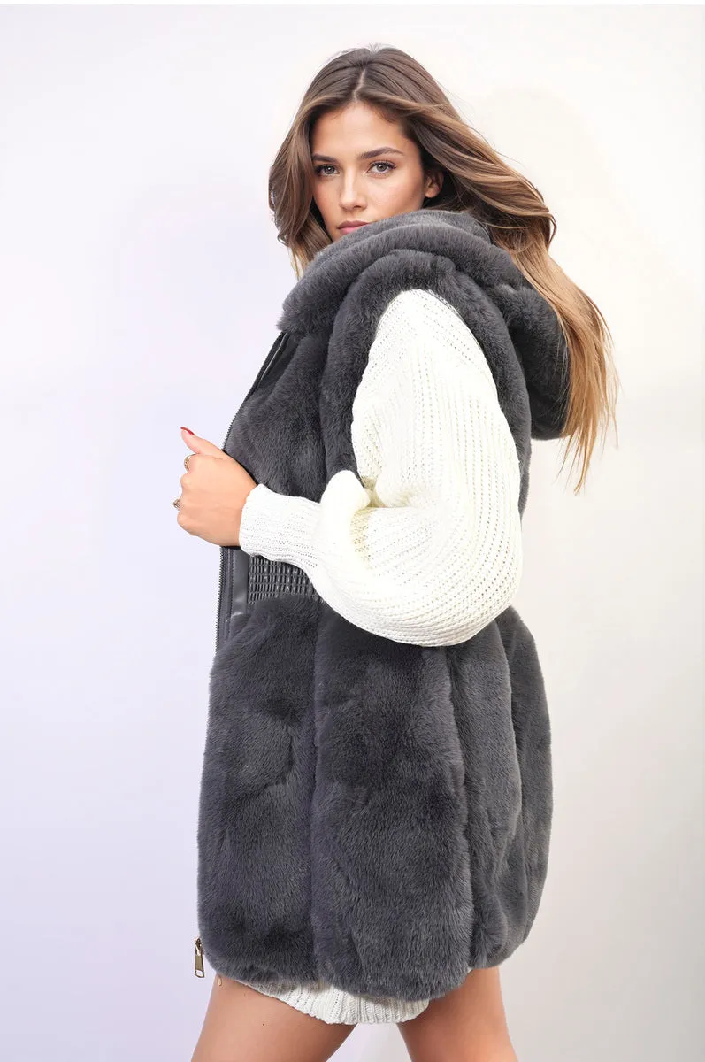 Faux Fur Zip Up Gilet