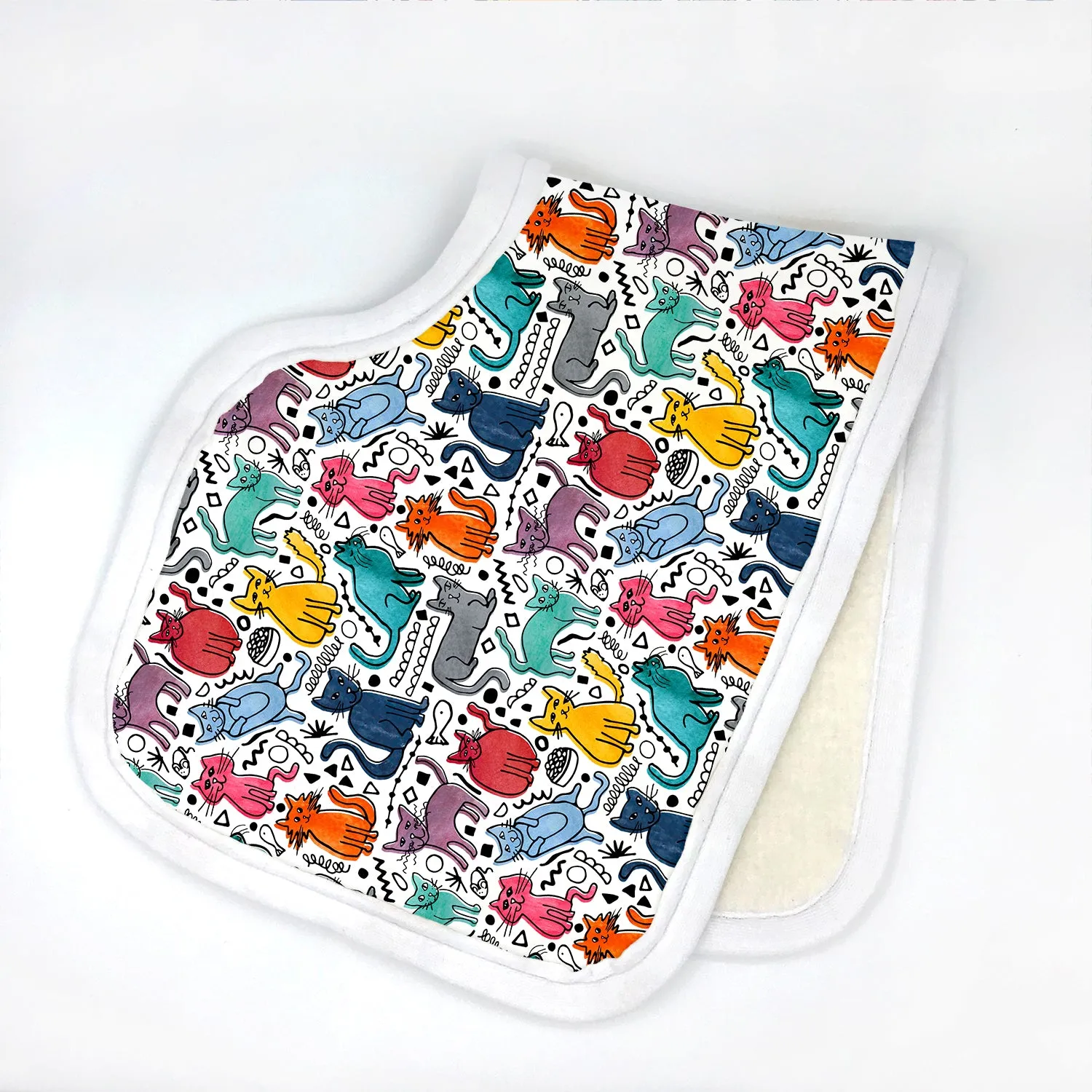 Friendly Felines Organic Cotton Burp Cloth - Baby Gift for Cat Lover