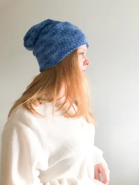 Handmade Blue Knit Rolled Toque Hat