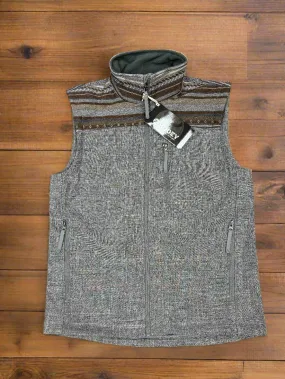 Hooey Men's Grey with Aztec Print Softshell Vest HV104AZGY