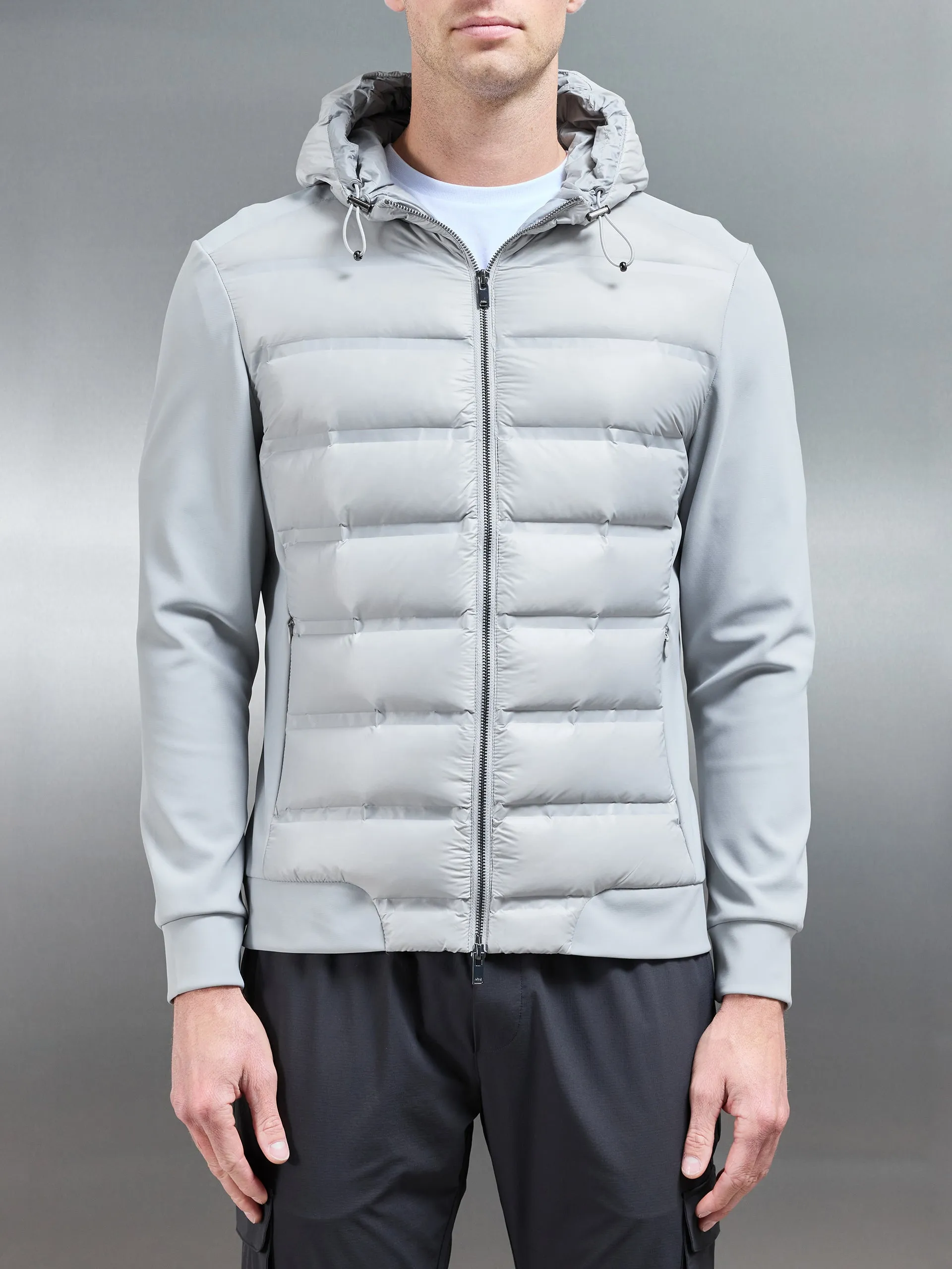 Hybrid Puffer Jacket in Mid Grey