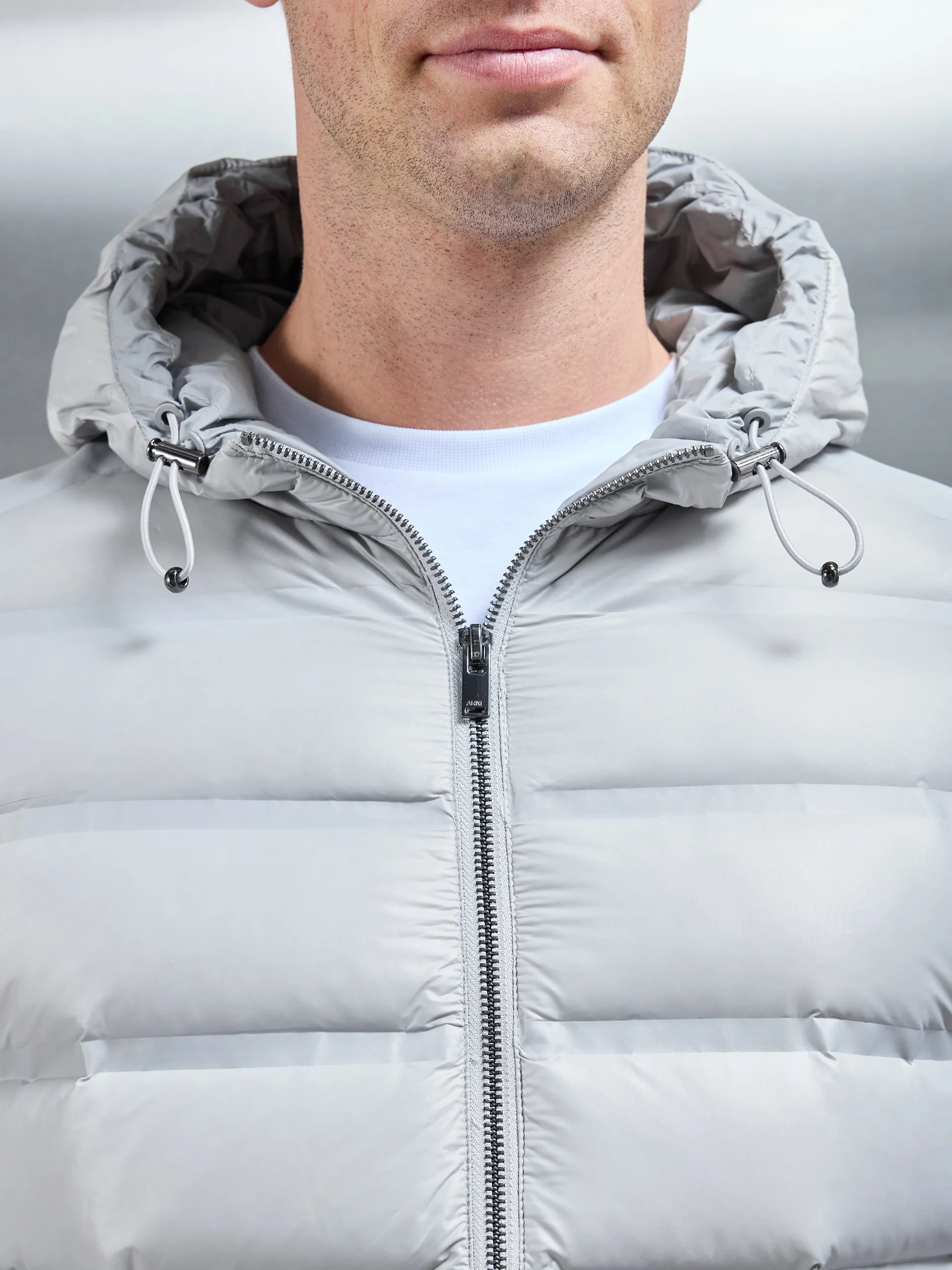 Hybrid Puffer Jacket in Mid Grey