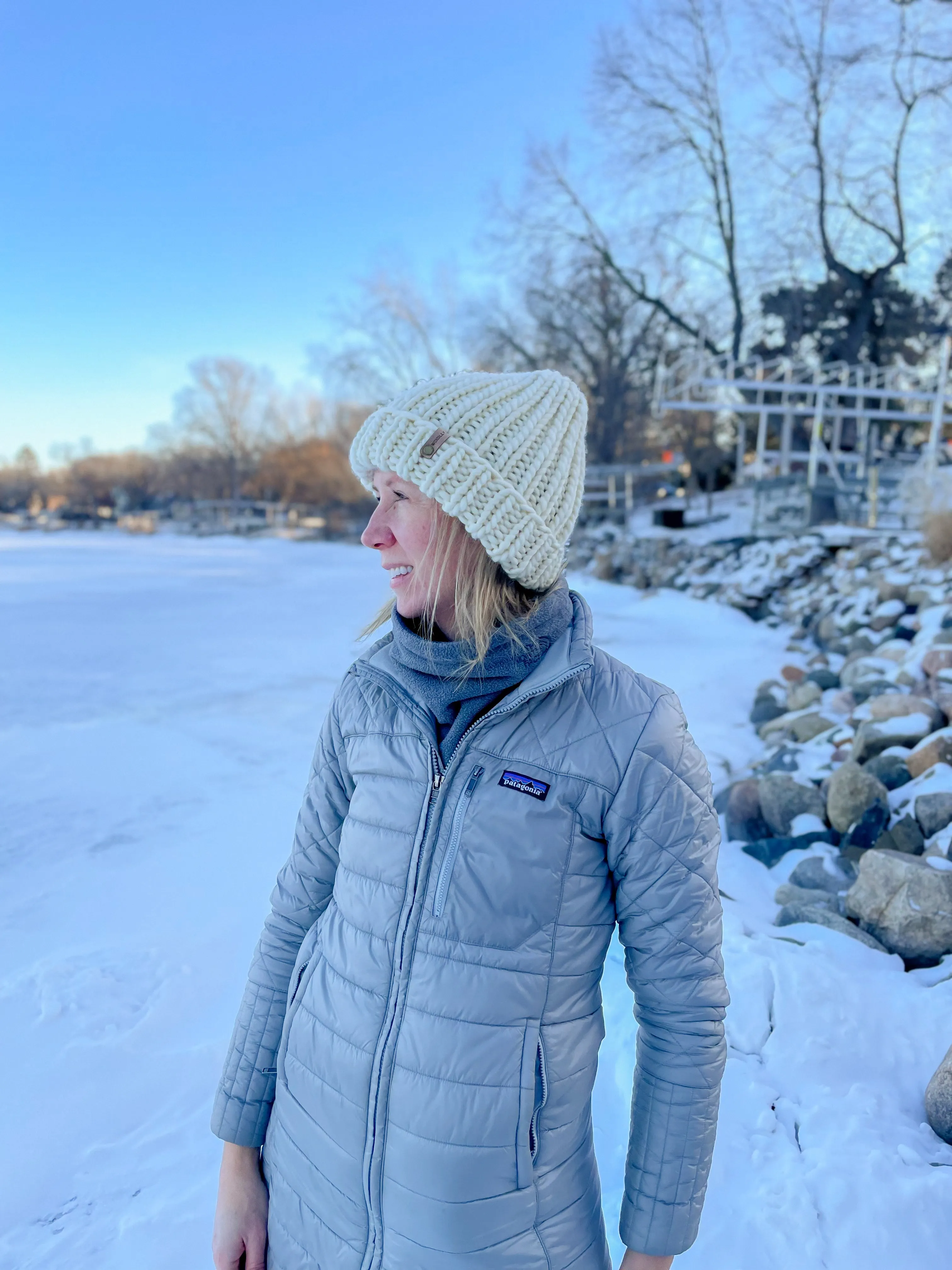 Ivory Peruvian Wool Ribbed Knit Hat