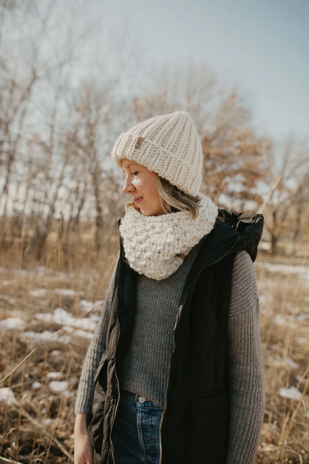 Ivory Peruvian Wool Ribbed Knit Hat