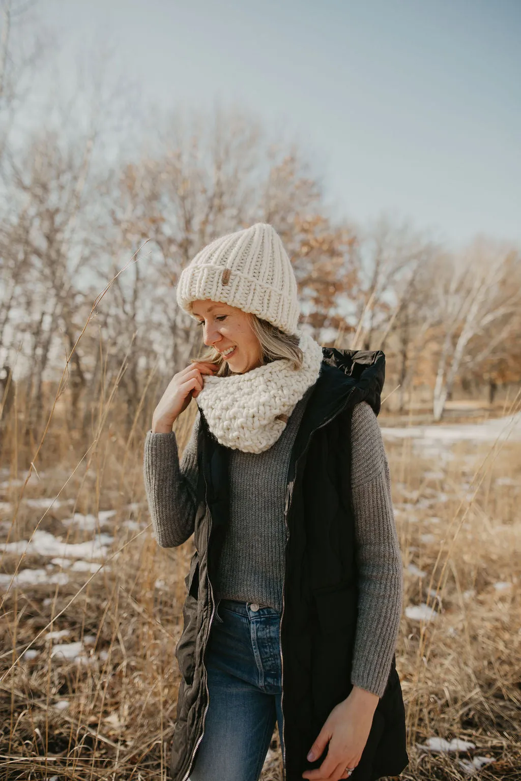 Ivory Peruvian Wool Ribbed Knit Hat