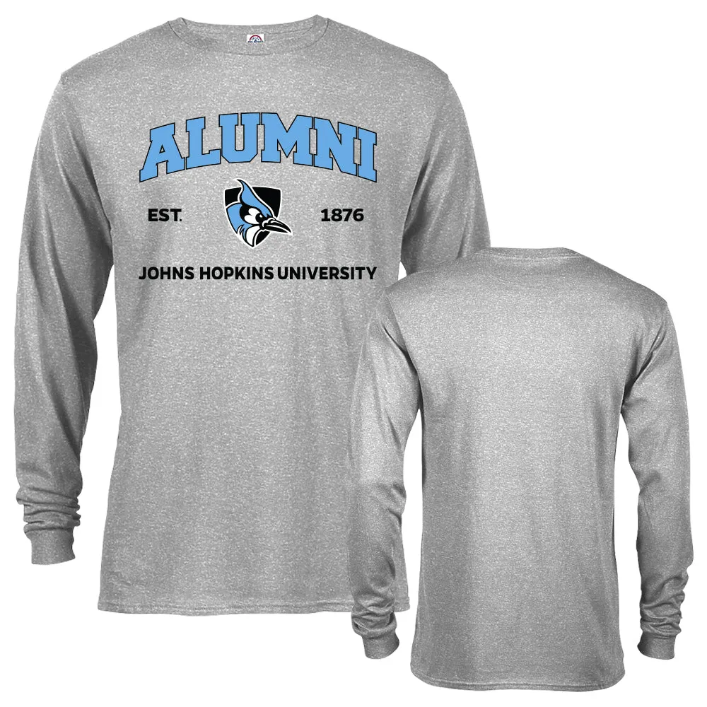 Johns Hopkins University Blue Jays Alumni Script Text Long Sleeve T-Shirt