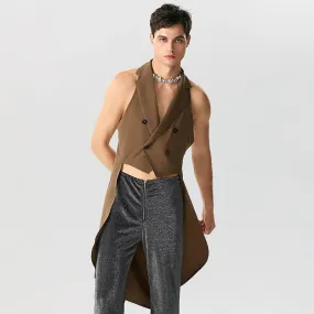 Long Back Double Breasted Vest