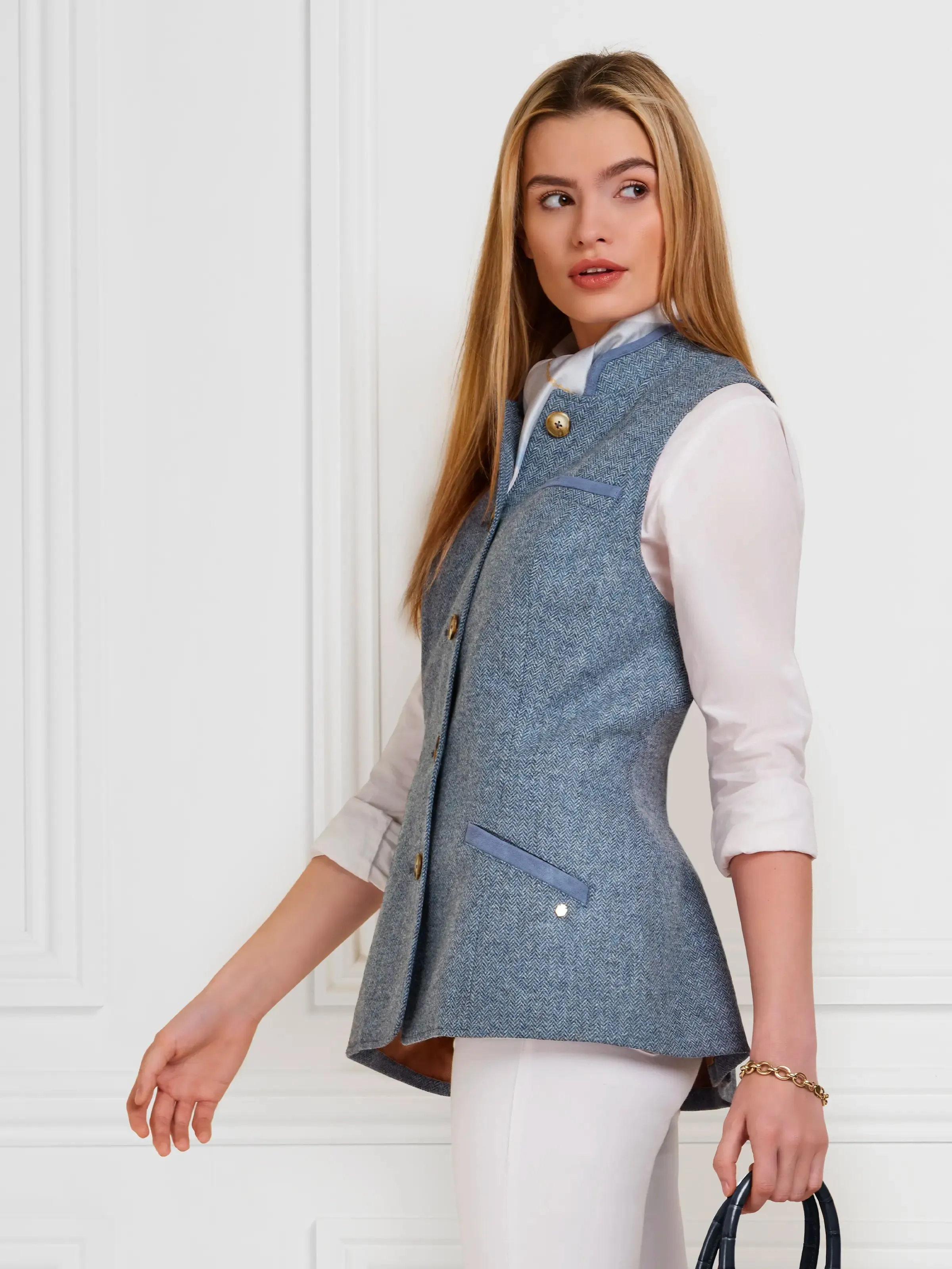 Madeline Gilet - Denim Herringbone