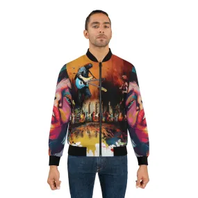 Men's Bomber Jacket (AOP) Colorful Abstract Guitars & Model