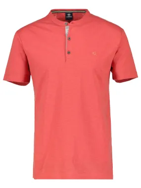 Men's Brand Logo Embroidered Henley Top,Peach