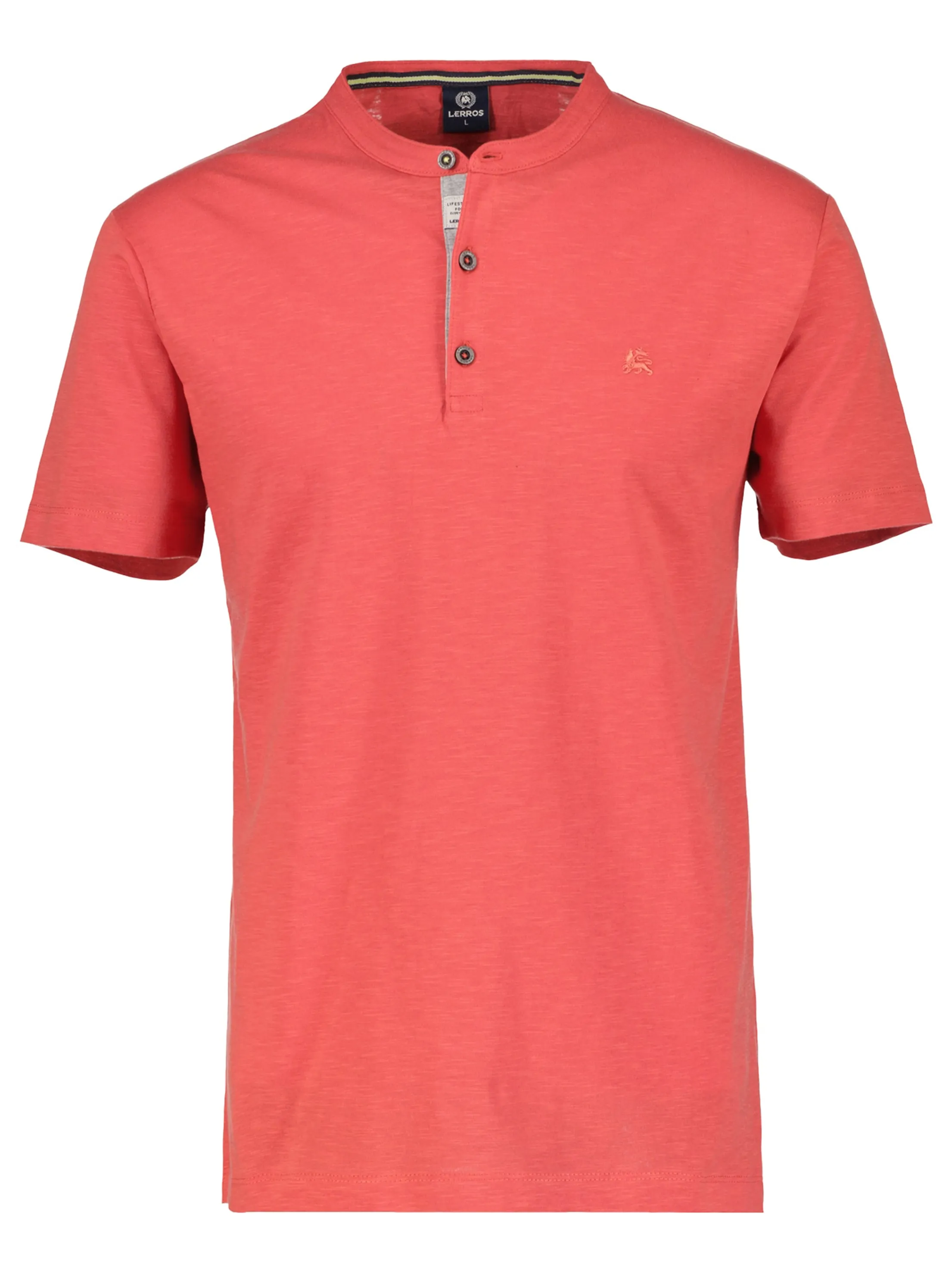 Men's Brand Logo Embroidered Henley Top,Peach