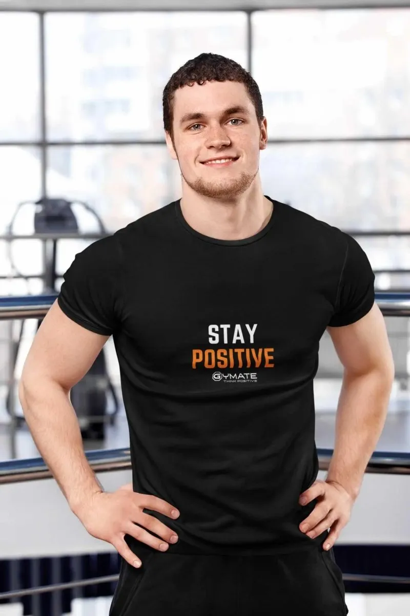 Mens Graphic T Shirts Slogan 'Stay Positive'