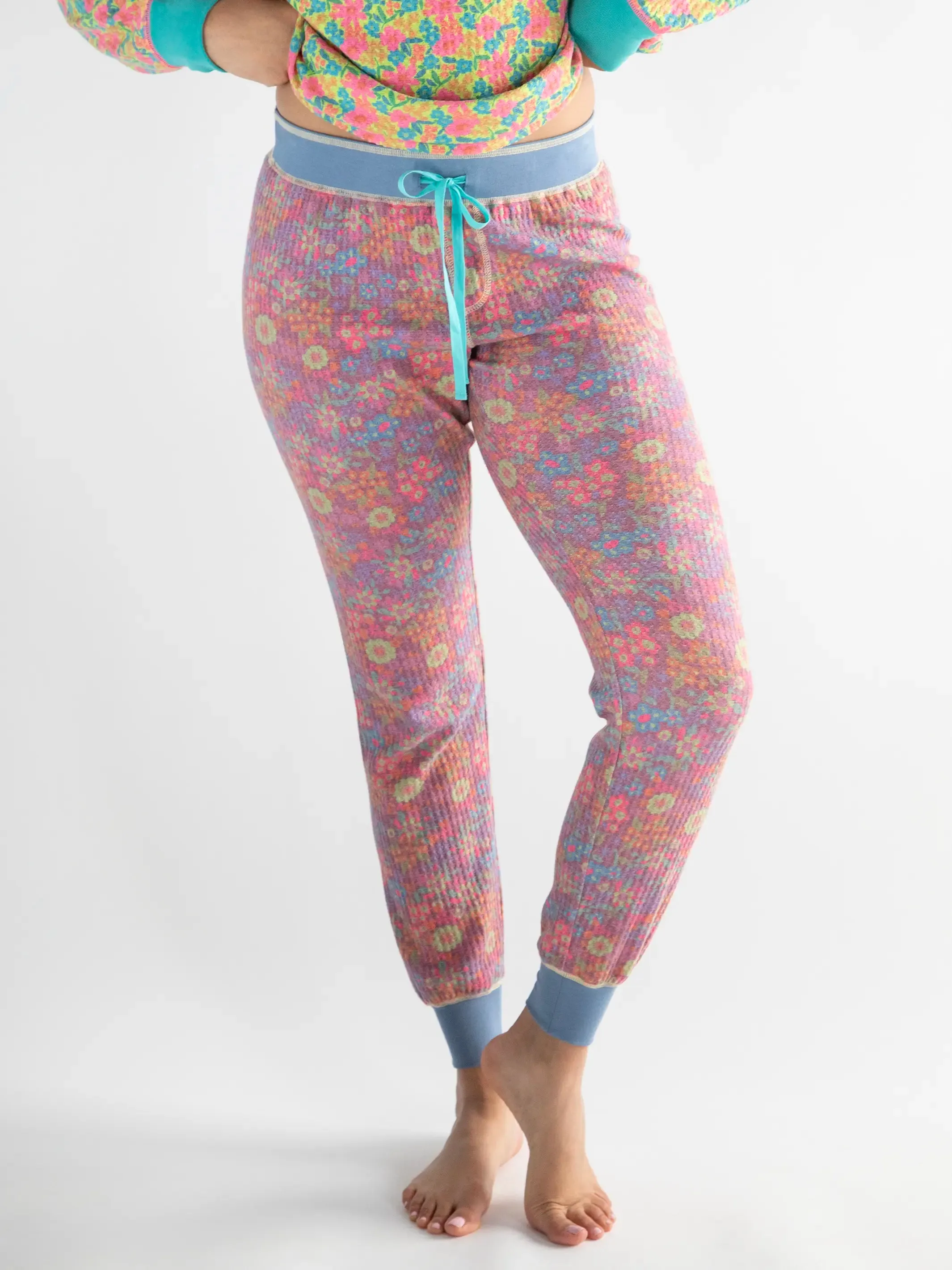 Mix & Match Waffle Long Johns - Mauve Garden Floral