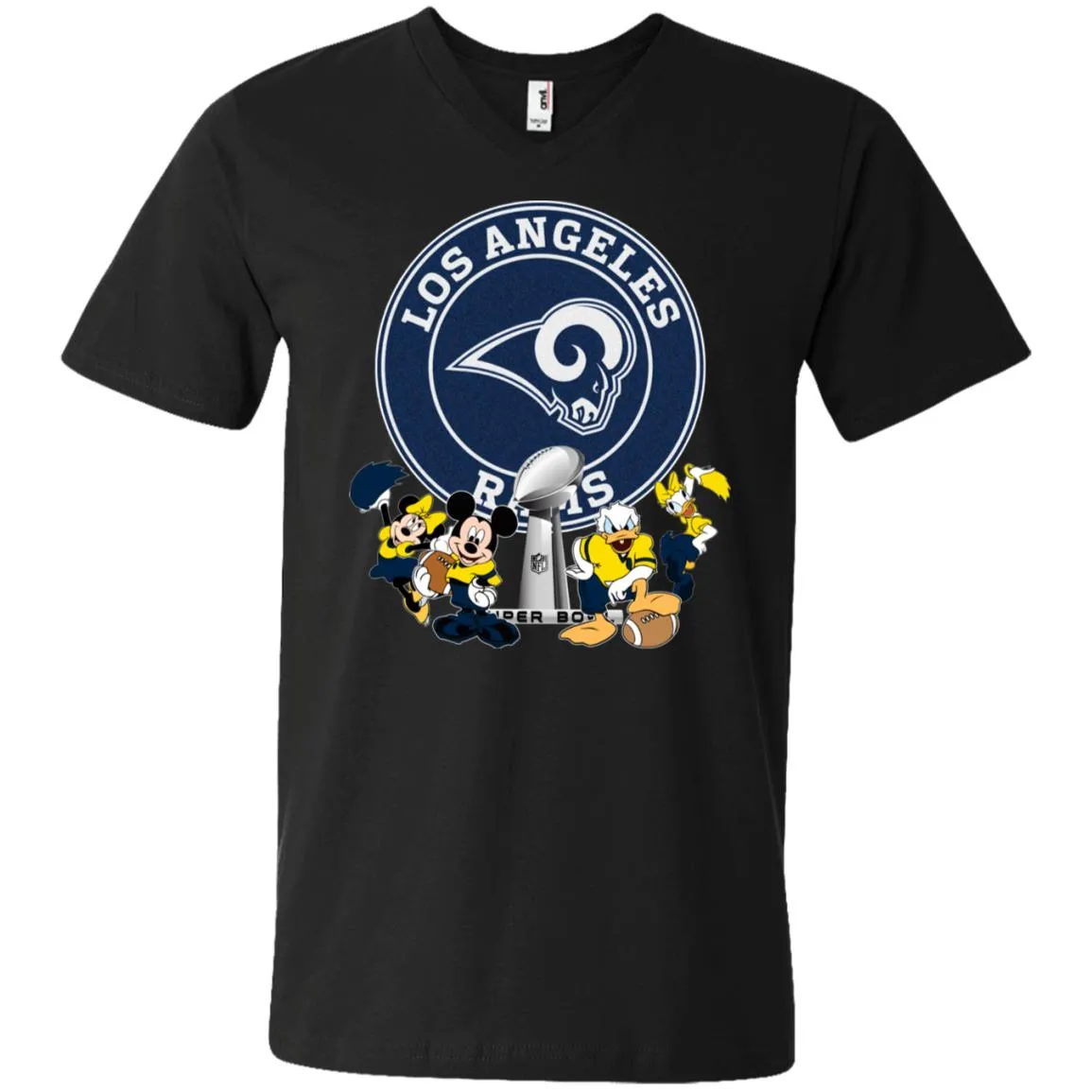 Nfl – Los Angeles Rams Super Bowl 2019 Mickey Mouse Minnie Mouse Donald Duck Daisy Duck Football Men V-Neck T-Shirt