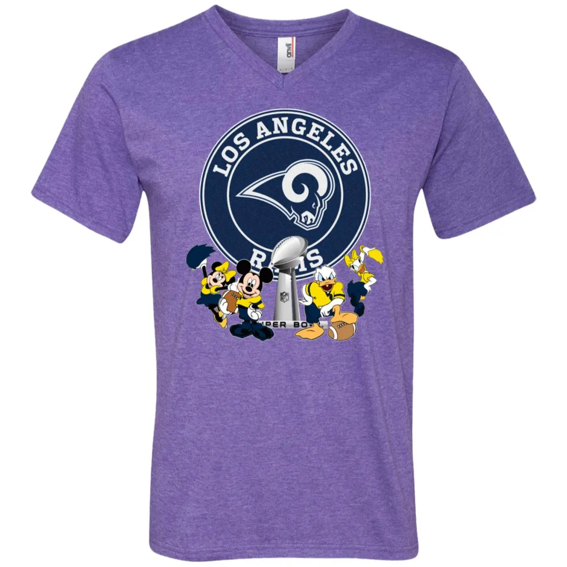 Nfl – Los Angeles Rams Super Bowl 2019 Mickey Mouse Minnie Mouse Donald Duck Daisy Duck Football Men V-Neck T-Shirt