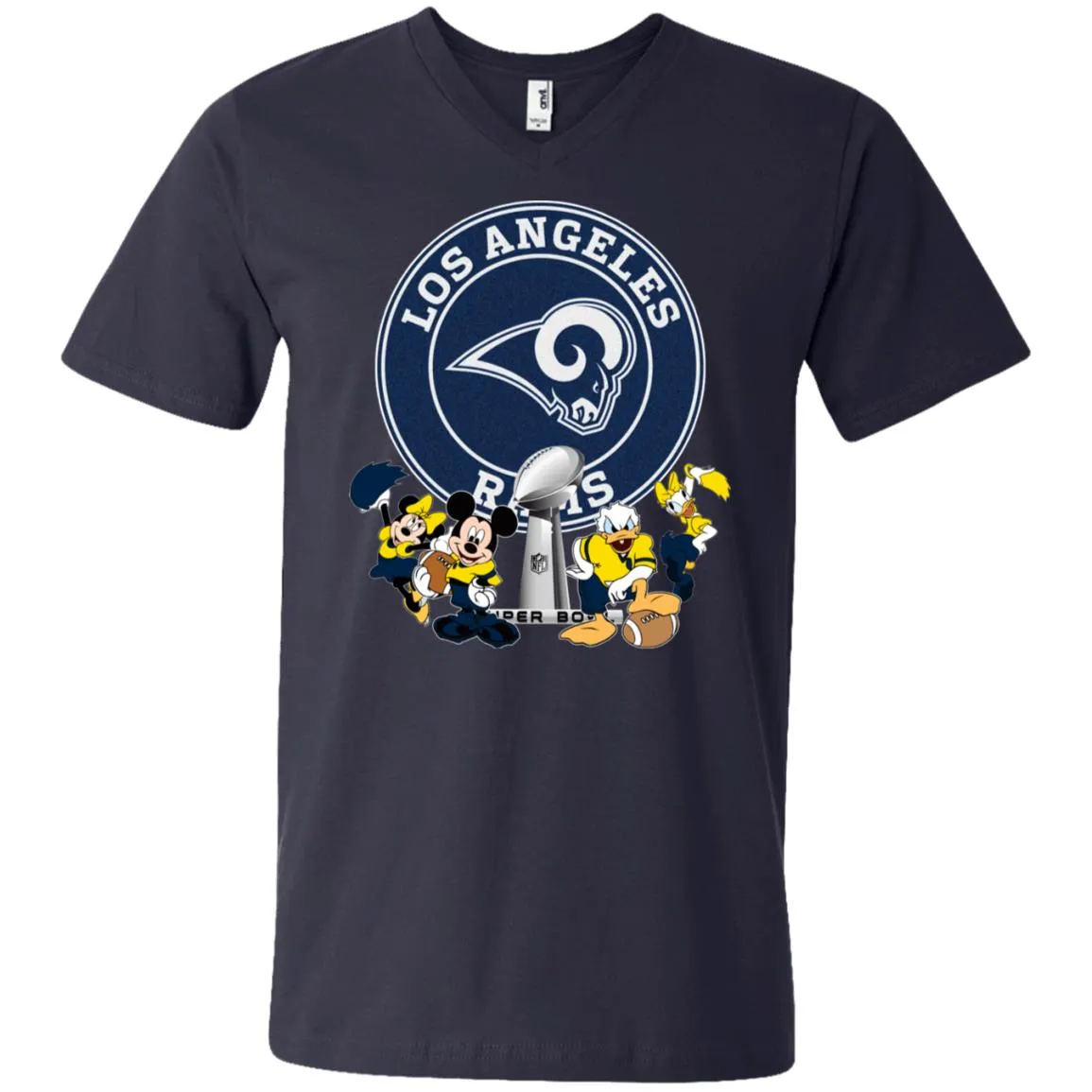 Nfl – Los Angeles Rams Super Bowl 2019 Mickey Mouse Minnie Mouse Donald Duck Daisy Duck Football Men V-Neck T-Shirt