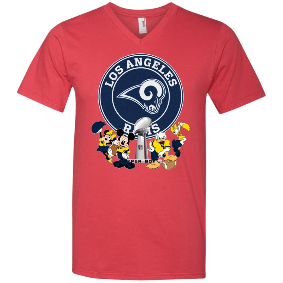 Nfl – Los Angeles Rams Super Bowl 2019 Mickey Mouse Minnie Mouse Donald Duck Daisy Duck Football Men V-Neck T-Shirt