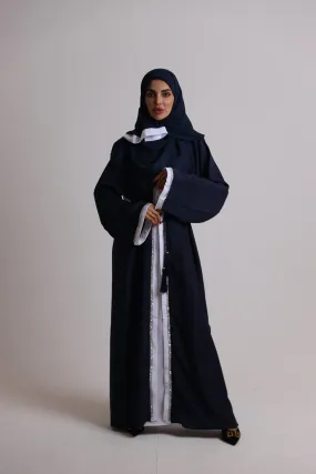 Open Glitter Abaya - Navy Blue