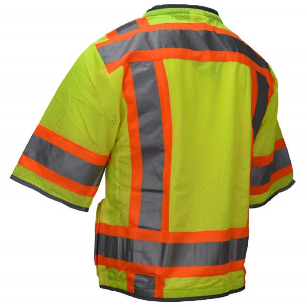 Radians SV55-3ZGD Class 3 Heavy Woven Two-Tone Engineer Vest, Hi-Vis Green, 1 Each