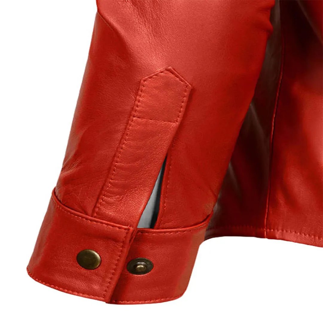 Red Military Style Native Leather Shirt