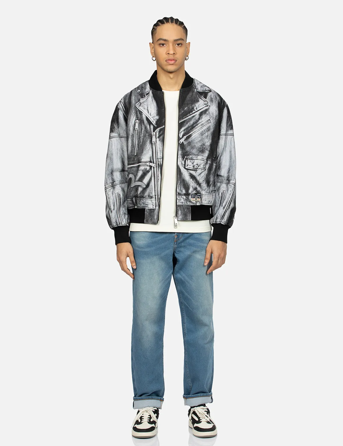 Replicate Biker Allover Print Relax Fit Bomber Jacket