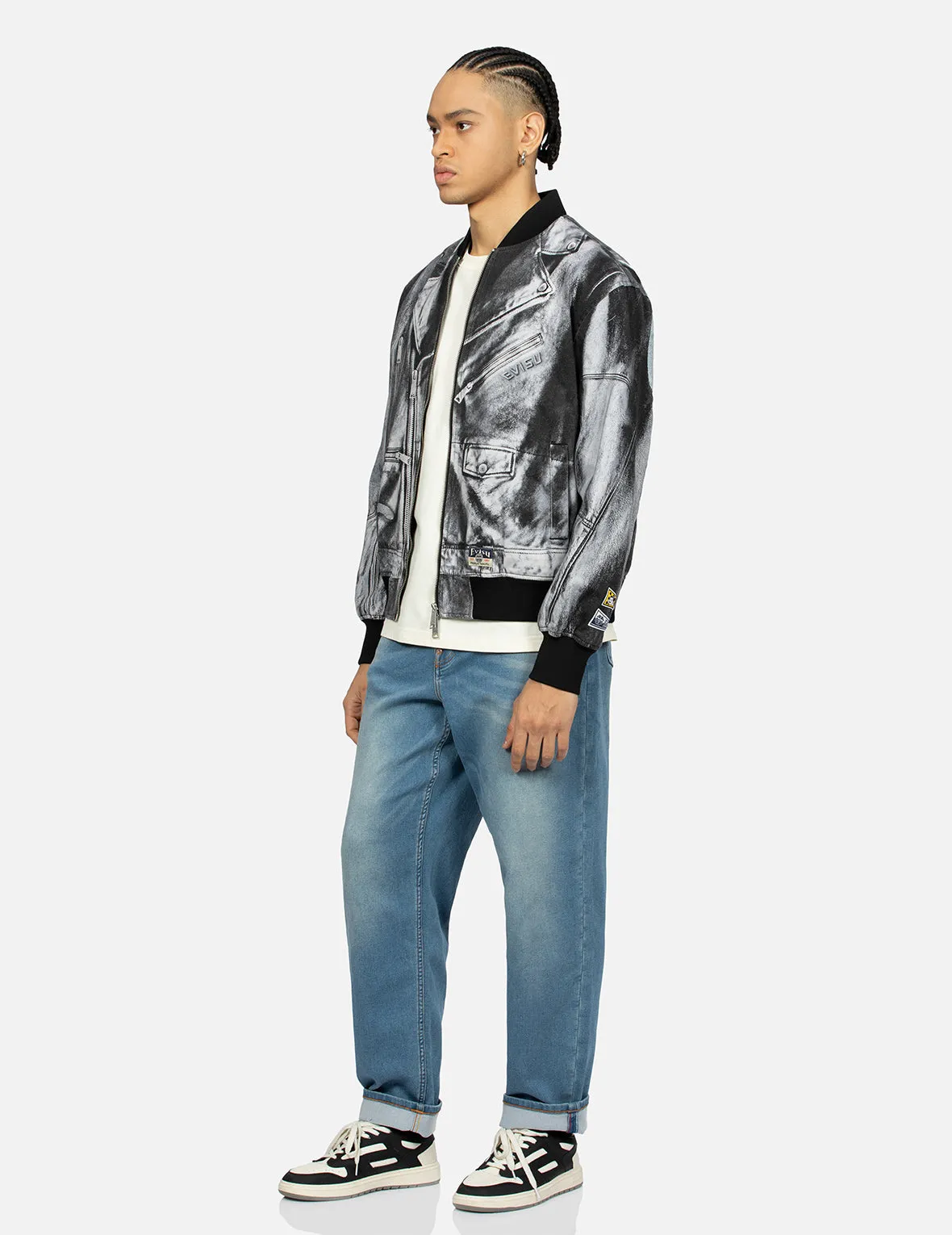 Replicate Biker Allover Print Relax Fit Bomber Jacket